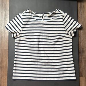 J. Crew Black and White Striped Fitted Short Sleeve T-Shirt